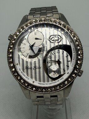 Marc Ecko E17522G1 The Two Timer Men's Oversized SS Jewel Bezel Quartz Watch